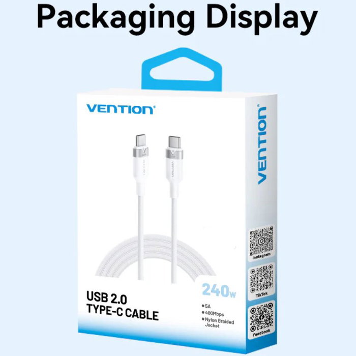 Vention Cable USB-C a USB-C 240W 2m Azul TRISH